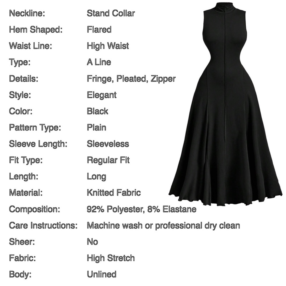 Women's Turtleneck Sleeveless Dress - Picture 8 of 8